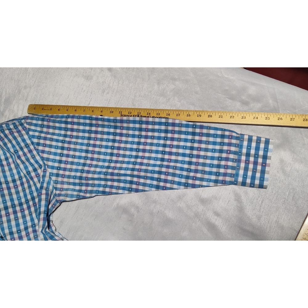 TOMMY BAHAMA JEANS ISLAND MODERN‎ FIT Men XL Blue Geo Check Cotton Shirt EUC - Picture 11 of 15